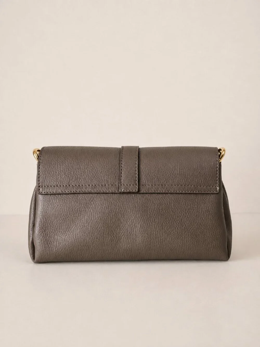 Taupe Italian Leather Crossbody Bag, Structured Shoulder Purse, Genuine Leather